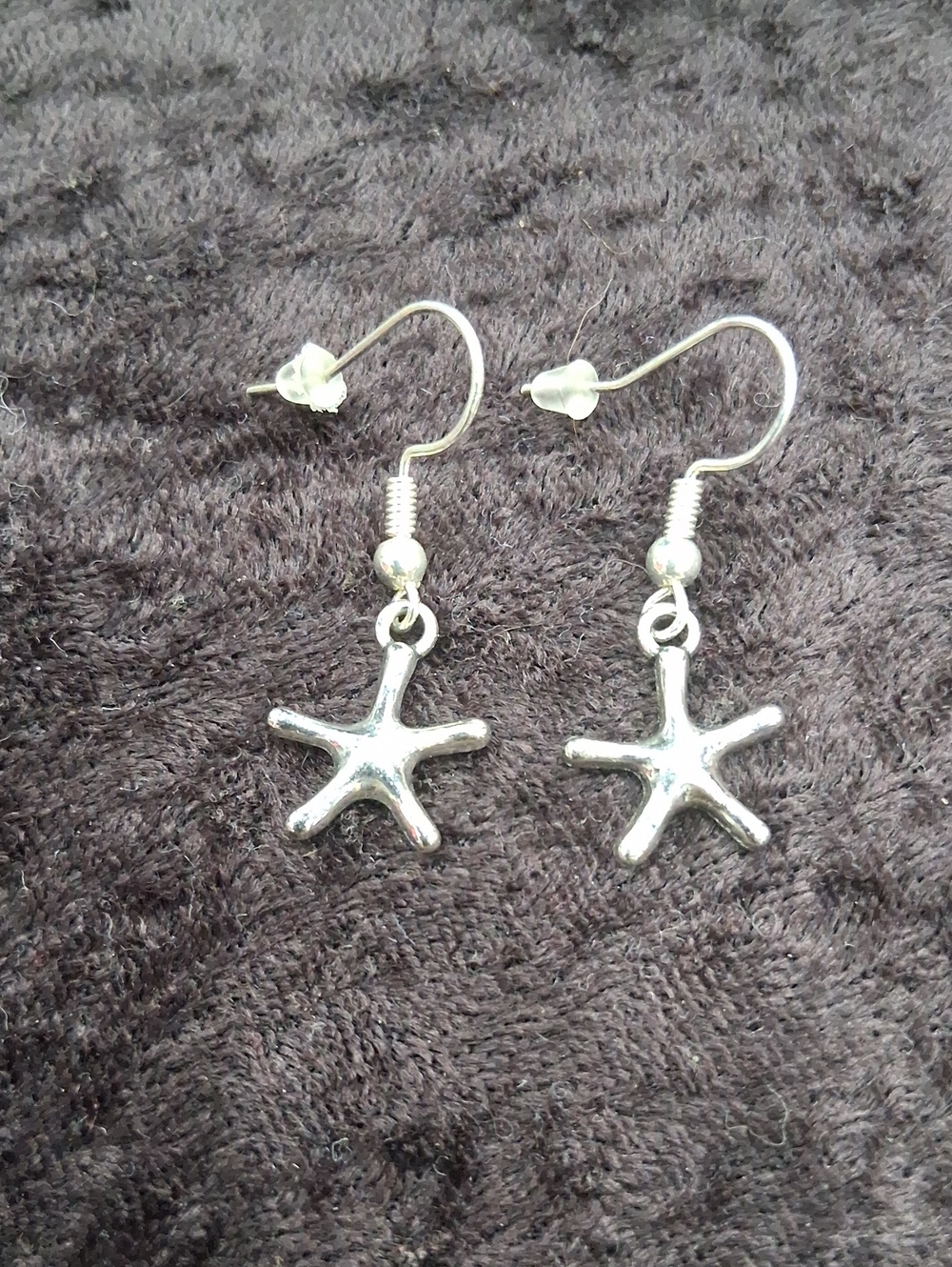 Silver Starfish Dangle Earrings